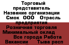 Торговый представитель › Название организации ­ Смок, ООО › Отрасль предприятия ­ Розничная торговля › Минимальный оклад ­ 25 000 - Все города Работа » Вакансии   . Тыва респ.,Ак-Довурак г.